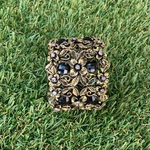 Women black crystal metal bracelet